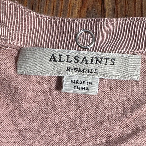 AllSaints Dusty Pink Button-Shoulder Sweater XS - Picture 2 of 5